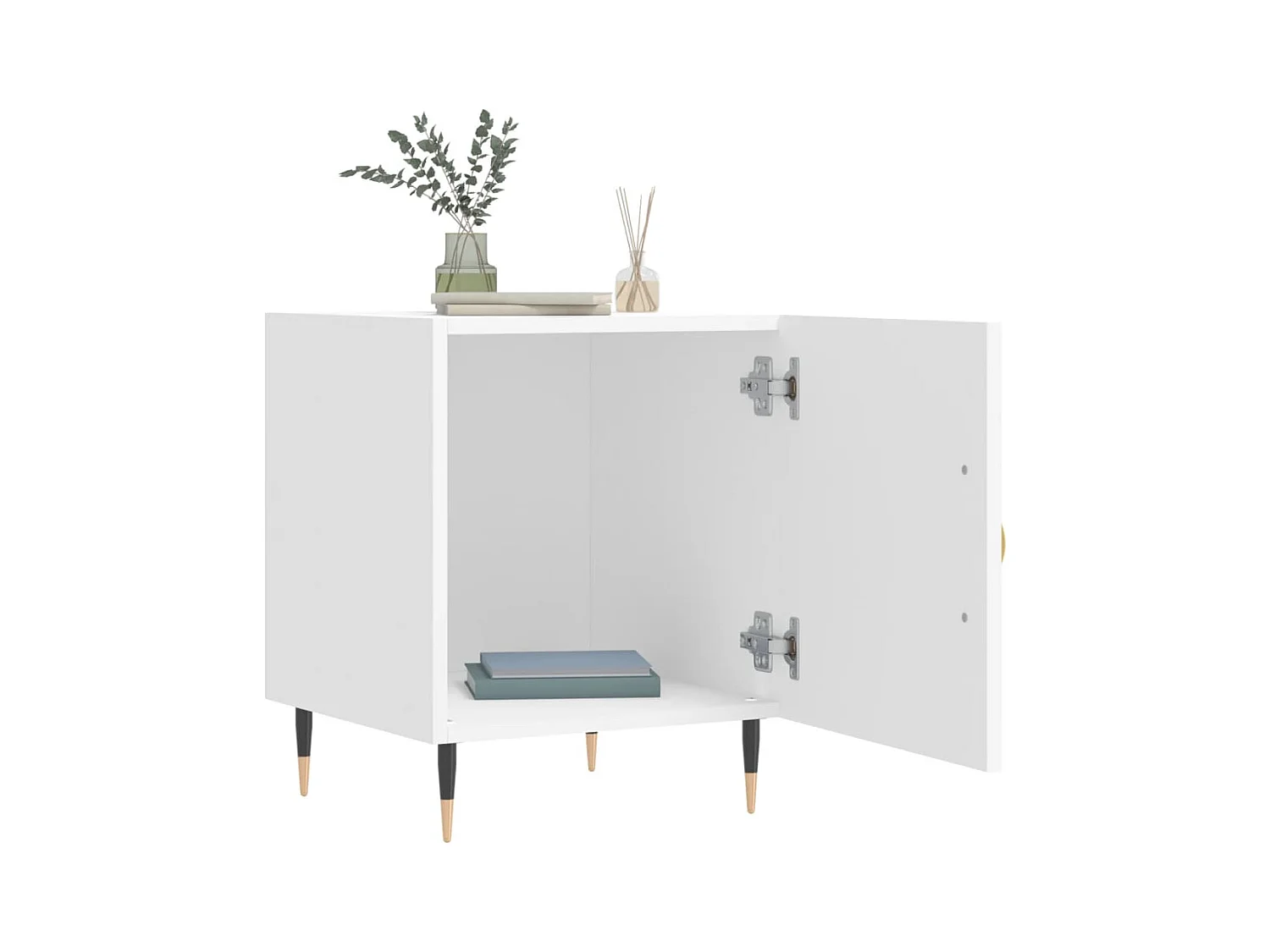 Lot de 2 Tables de chevet Étroite avec Étagère de rangement blanc 40x40x50 cm bois d’ingénierie