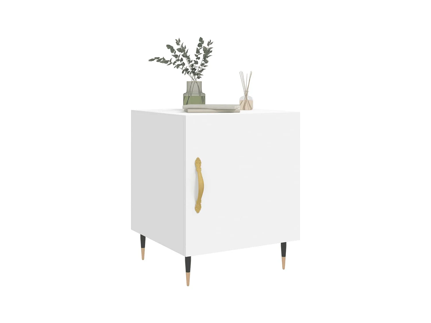 Lot de 2 Tables de chevet Étroite avec Étagère de rangement blanc 40x40x50 cm bois d’ingénierie