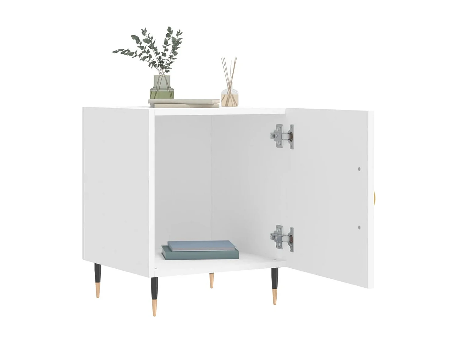 Nachttisch 2er Set-Beistelltisch-Nachttischkommode Weiß 40x40x50 cm Holzwerkstoff SHL72290