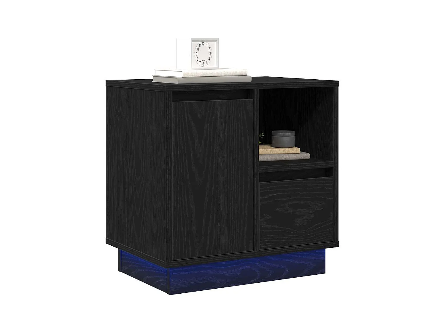 Mesita de Noche | Armario de Noche 2 uds con cajón Negro 50x34.5x50 cm.