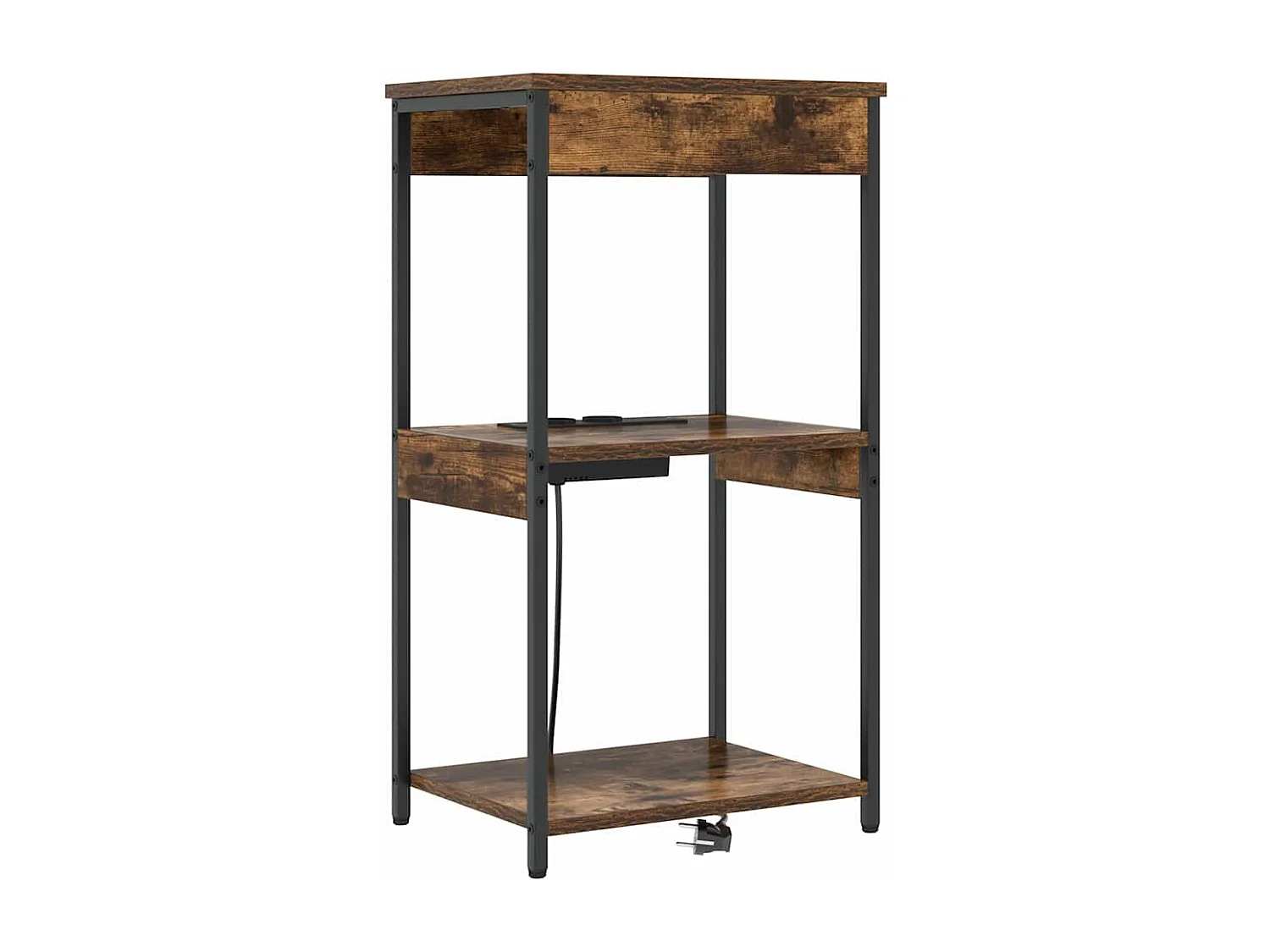 Mesita de Noche | Mesa auxiliar con Estación de Carga Roble ahumado