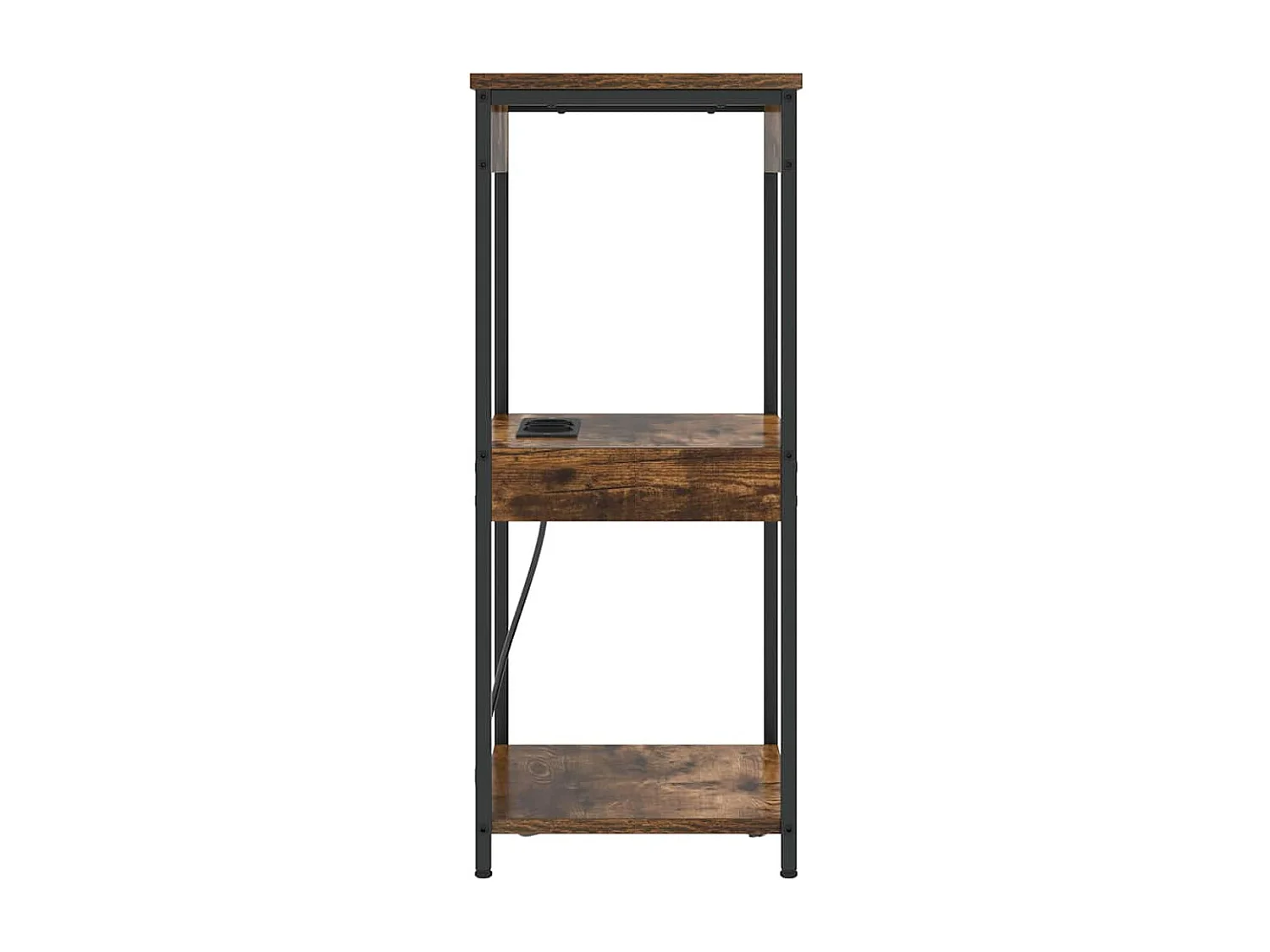 Mesita de Noche | Mesa auxiliar con Estación de Carga Roble ahumado