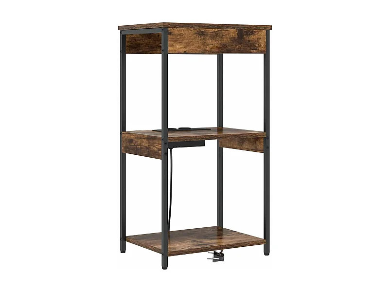 Table de chevet-Table d'appoint avec station de chargement Chêne fumé