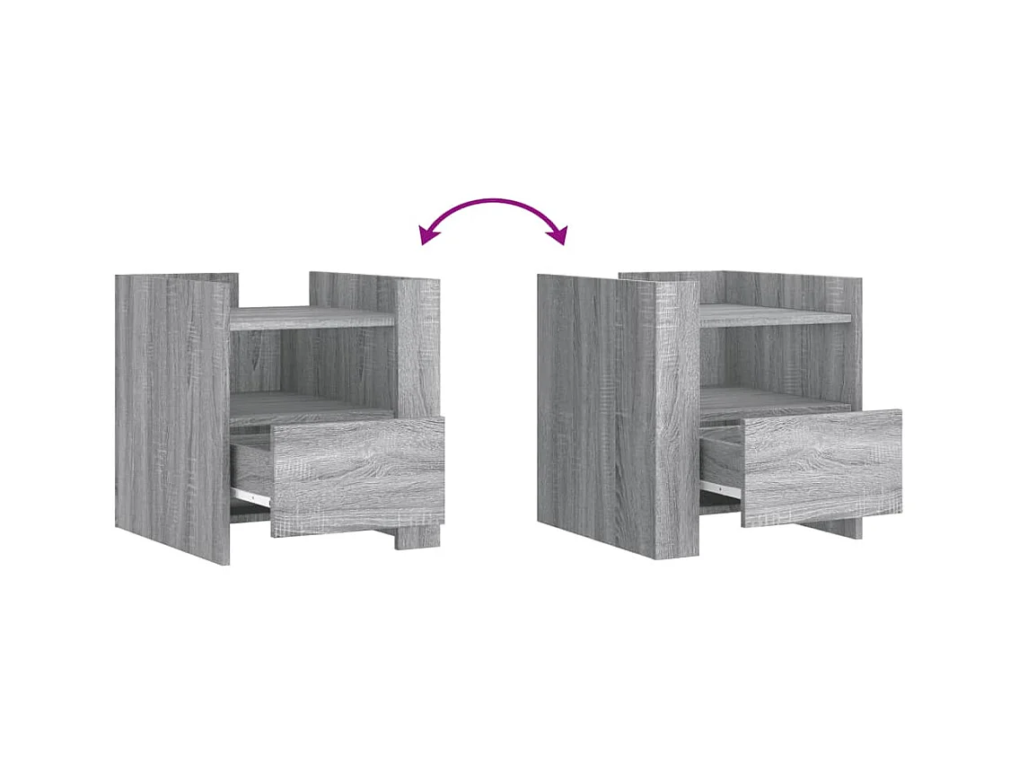 Table de chevet-Table d'appoint Compartiments ouverts sonoma gris 45x50x50 cm bois d'ingénierie