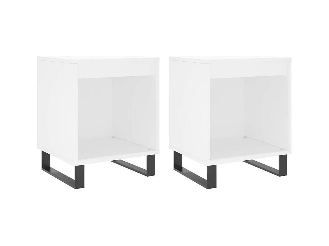 Pack de 2 Mesitas de noche | Mesilla de noche madera de ingeniería blanco 40x35x50 cm