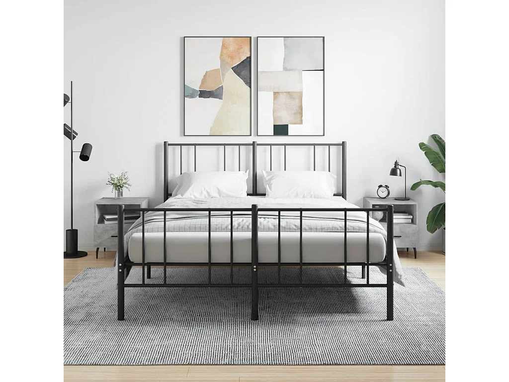 Mesita de noche | Mesilla de noche 2 uds. madera ingeniería gris hormigón 40x35x47,5cm