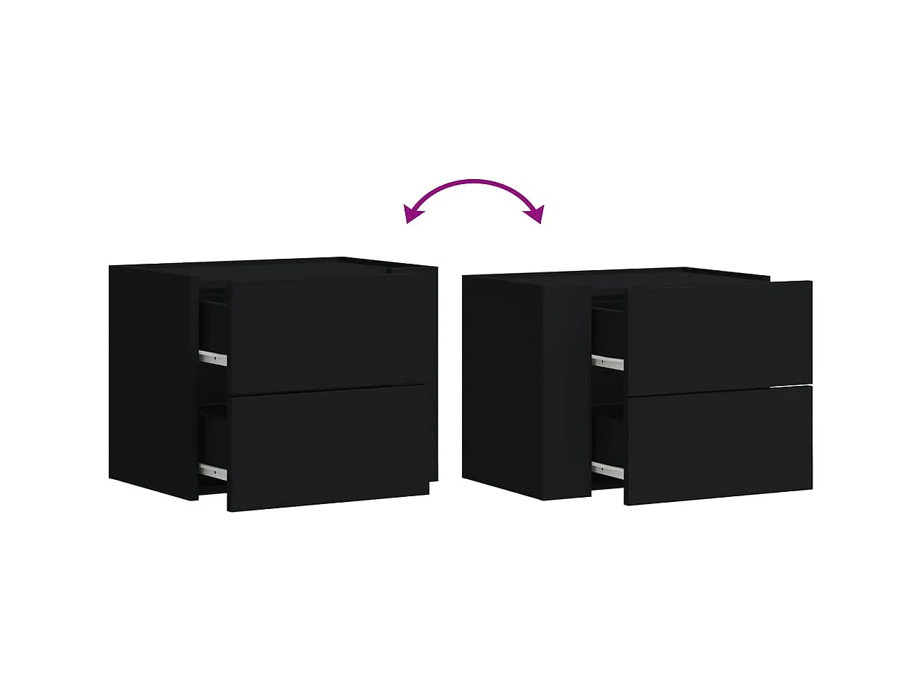 Mesita de noche | Mesilla de noche de pared negra 45x30x35 cm