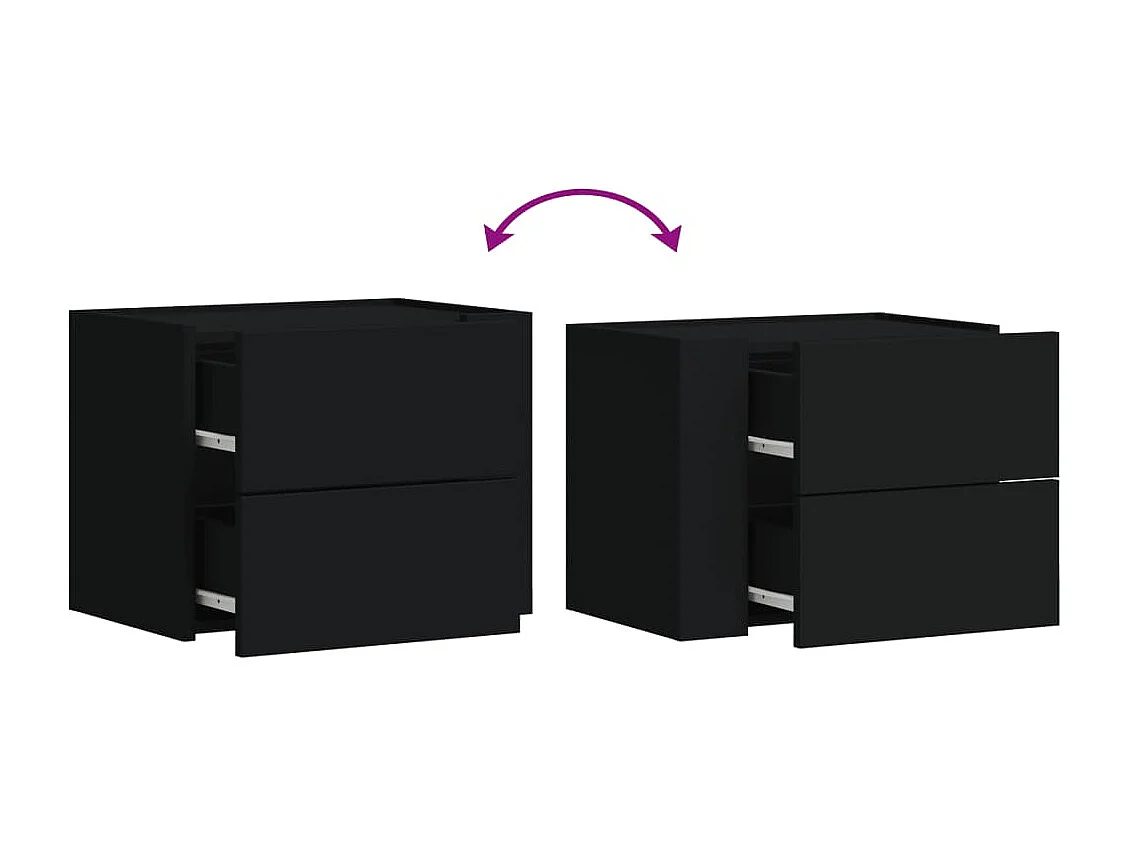 Mesita de noche | Mesilla de noche de pared negra 45x30x35 cm