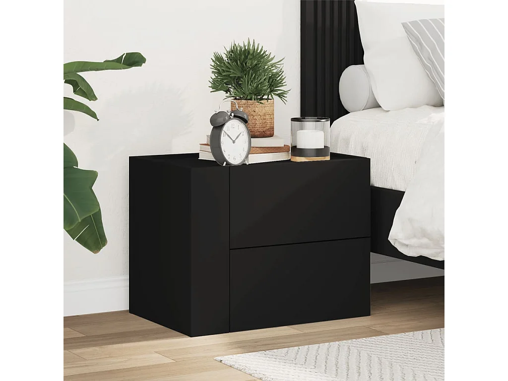 Nachttisch hängend | Wand-Nachttisch Schwarz 45x30x35 cm SHL91085