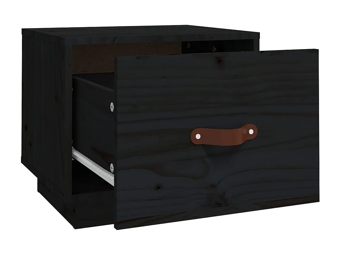 Nachttisch-Beistelltisch Schwarz 40x34x35 cm Massivholz Kiefer SHL90750