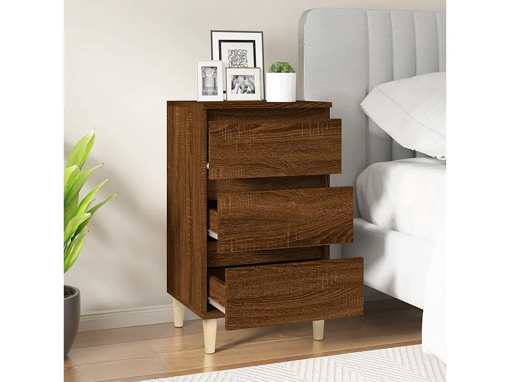 Nachttisch-Beistelltisch Braun Eichen-Optik 40x35x70 cm Holzwerkstoff SHL60852