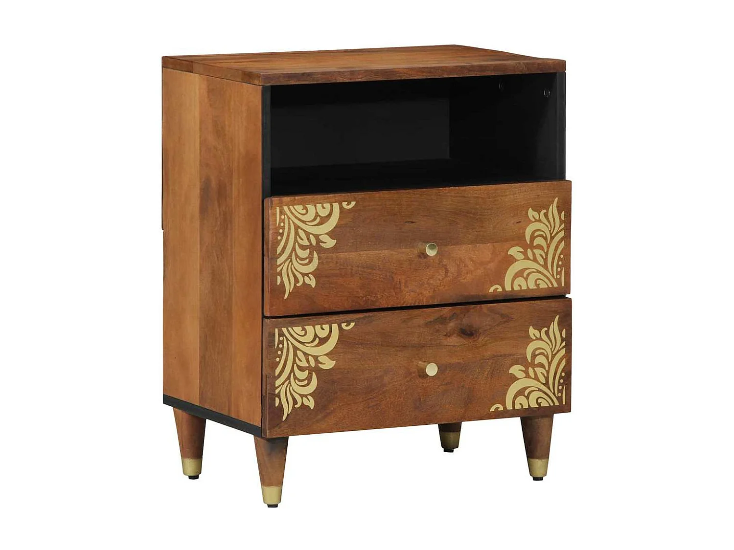 Nachttisch-Beistelltisch Honigbraun 50 x 33 x 62 cm Massivholz Mango SHL53556