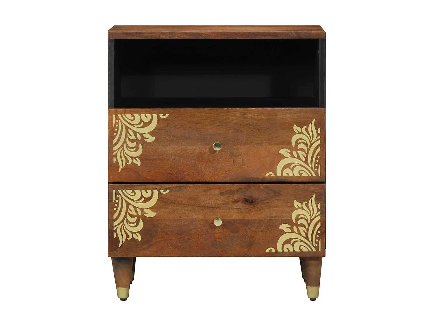 Nachttisch-Beistelltisch Honigbraun 50 x 33 x 62 cm Massivholz Mango SHL53556