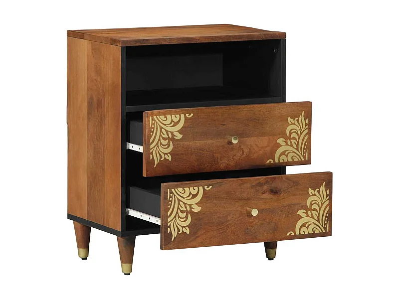 Nachttisch-Beistelltisch Honigbraun 50 x 33 x 62 cm Massivholz Mango SHL53556