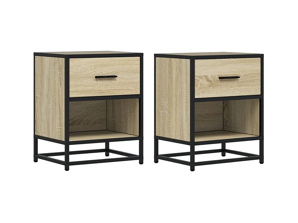 Mesitas de noche | Mesilla de noche 2 uds madera ingeniería roble Sonoma 40x31x50 cm