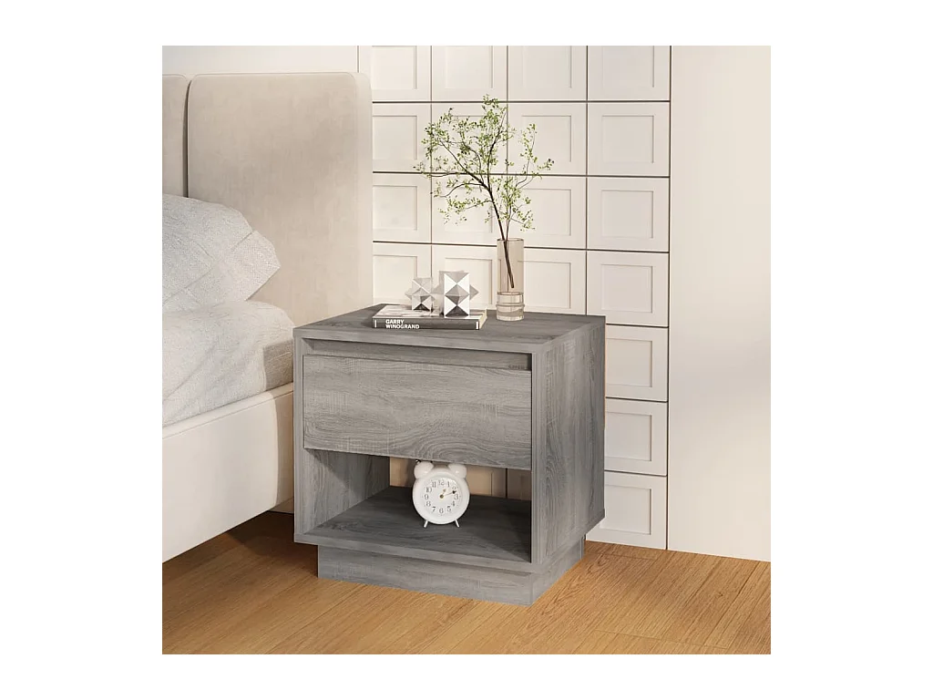 Mesita de noche | Mesilla de noche madera de ingeniería gris Sonoma 45x34x44 cm