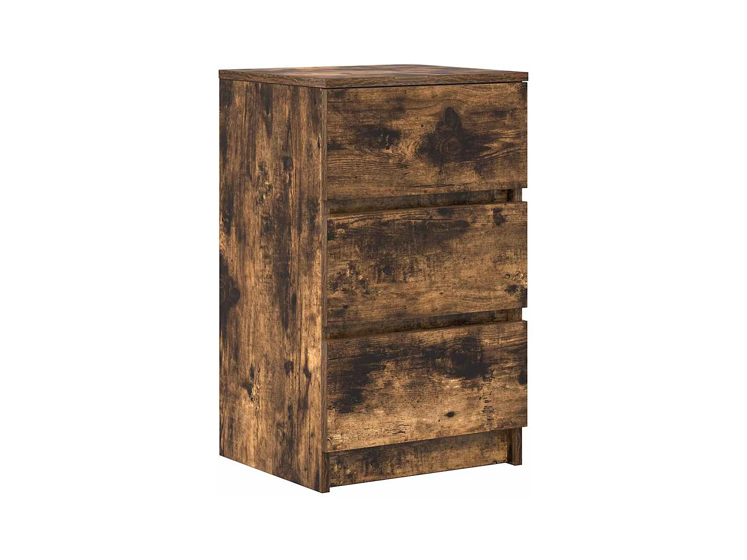 Pack 2 uds Mesilla de noche | Mesitas de noche con 3 cajones roble ahumado 39x35x65 cm