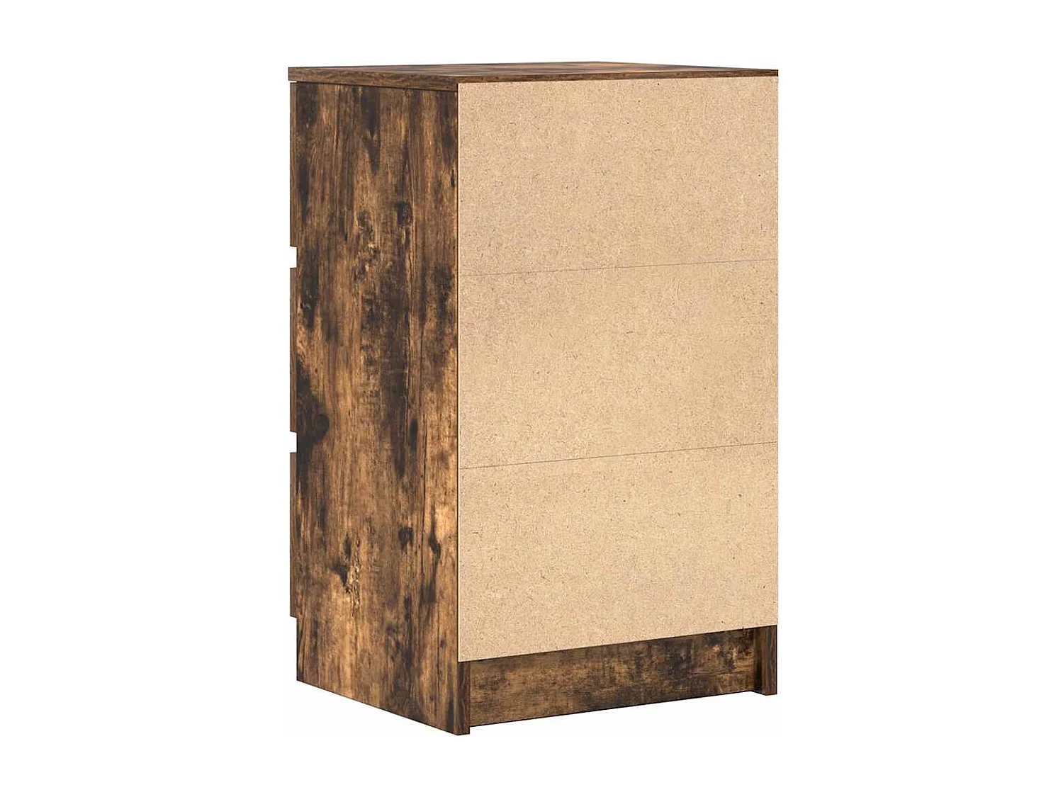 Pack 2 uds Mesilla de noche | Mesitas de noche con 3 cajones roble ahumado 39x35x65 cm