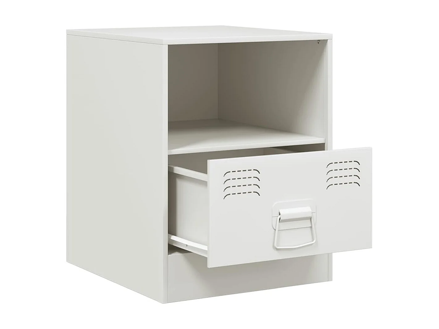 Nachttisch-Beistelltisch-Nachtschrank Weiß 34,5x39x44 cm Stahl SHL55578