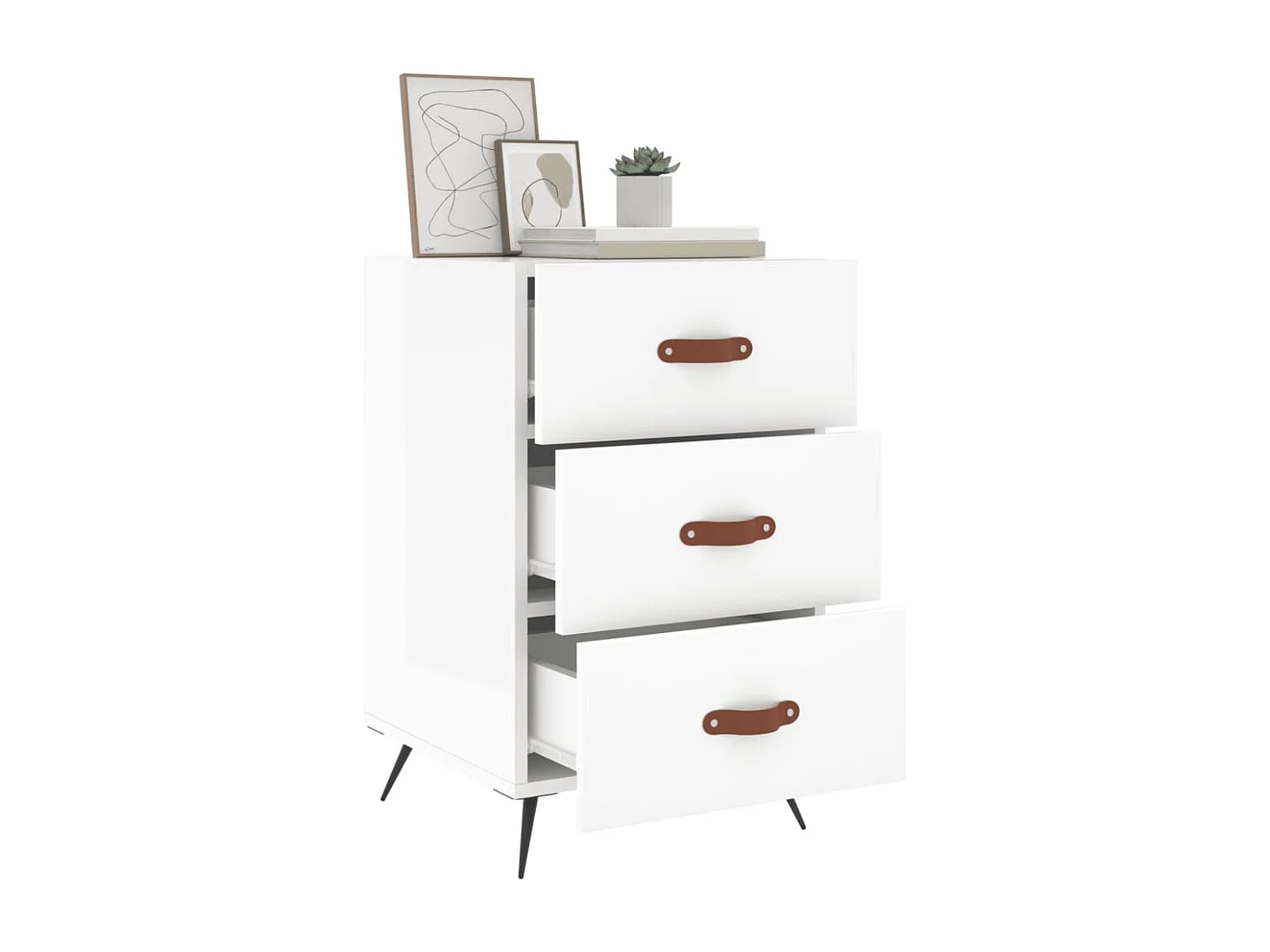 Nachttisch-Beistelltisch Hochglanz-Weiß 40x40x66 cm Holzwerkstoff SHL269