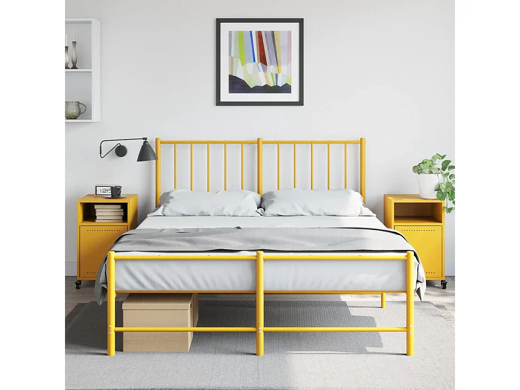 Nachttisch 2er Set-Beistelltisch-Nachttischkommode Senfgelb 36x39x59 cm Stahl SHL15818