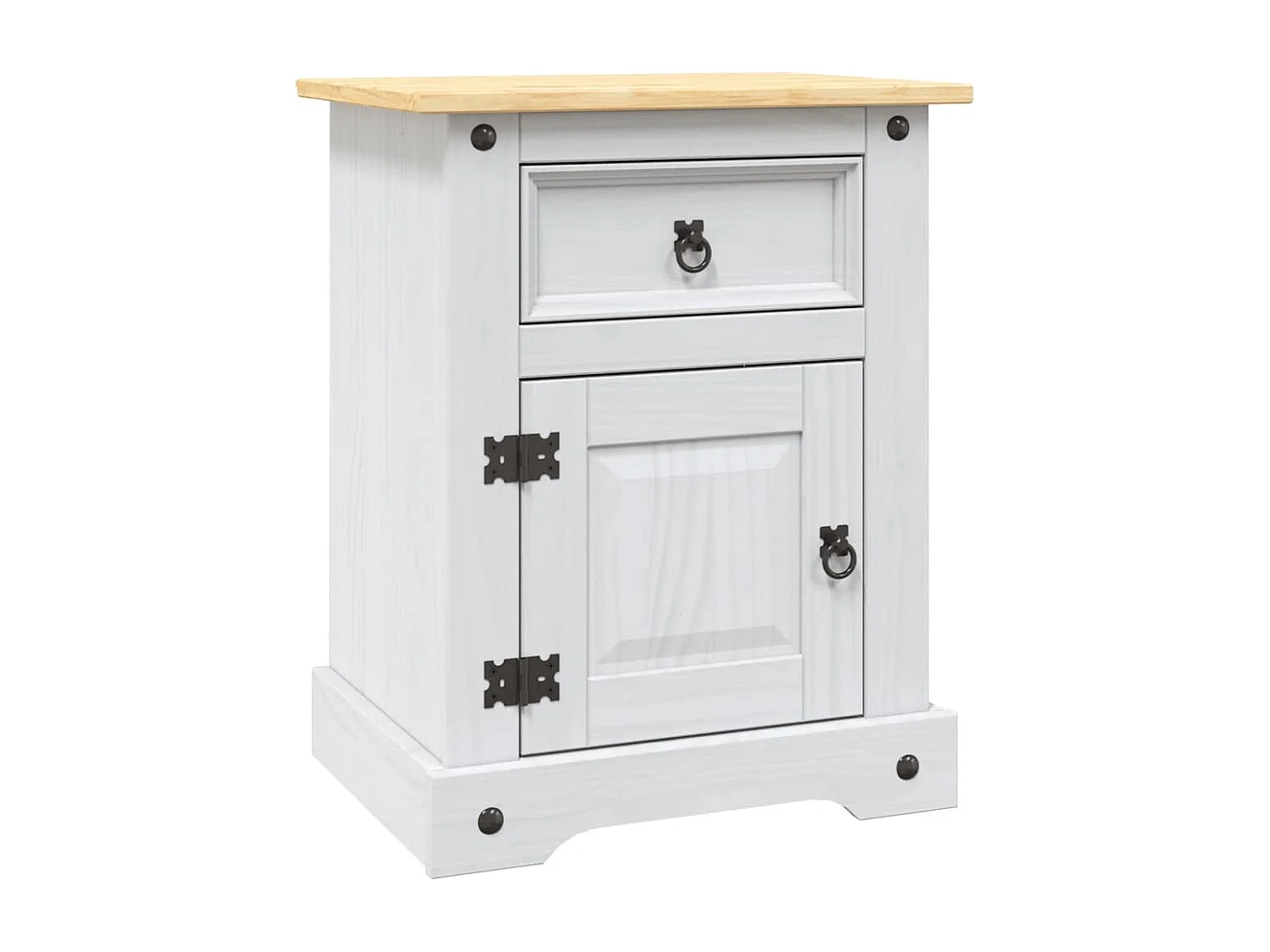 Mesita de noche | Mesilla de noche Corona Range pino mexicano blanco 53x39x67 cm