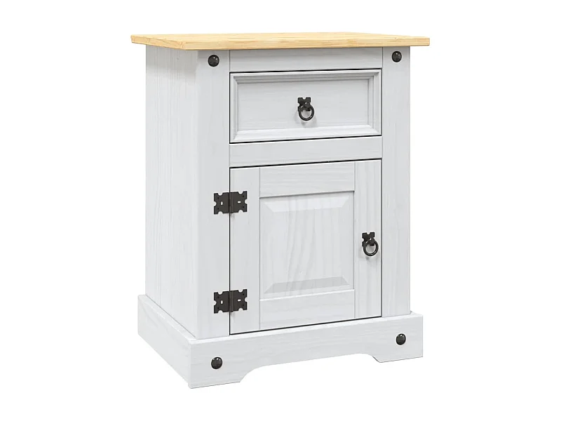 Table de chevet-Table d'appoint Gamme Corona pin mexicain Blanc 53x39x67 cm