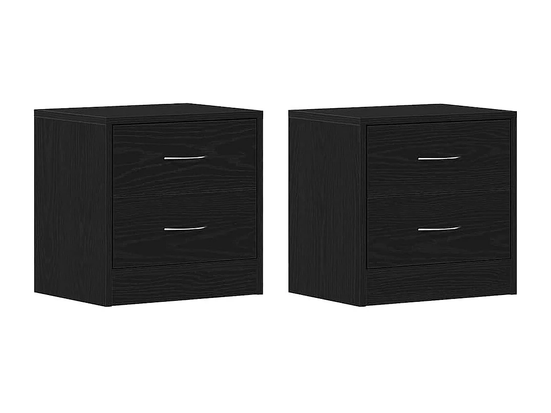 Nachttisch 2er Set-Beistelltisch Schwarz Eichen-Optik 40x30x40cm Holzwerkstoff SHL92725