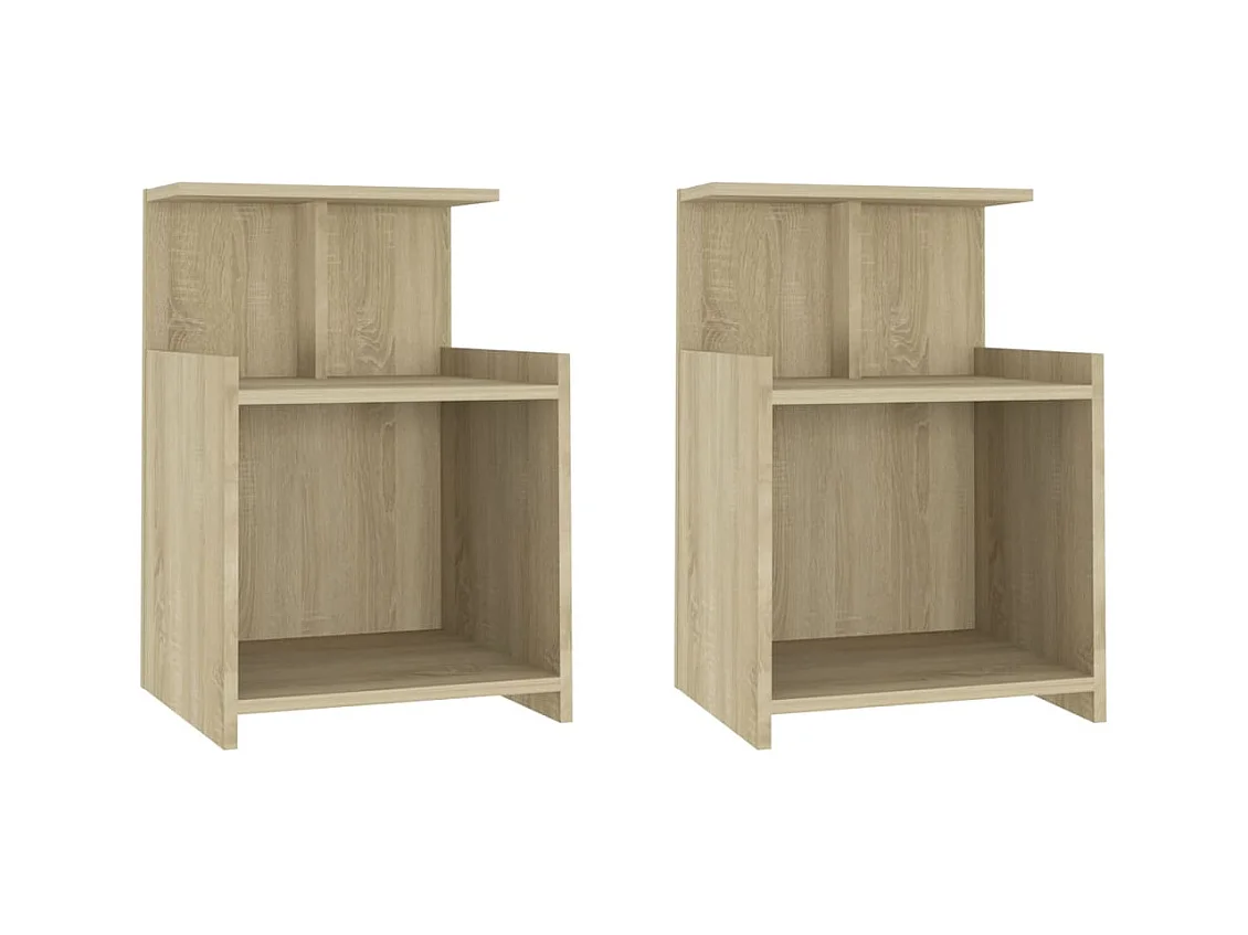 Mesitas de noche | Mesilla de noche 2 uds contrachapada roble Sonoma 40x35x60 cm