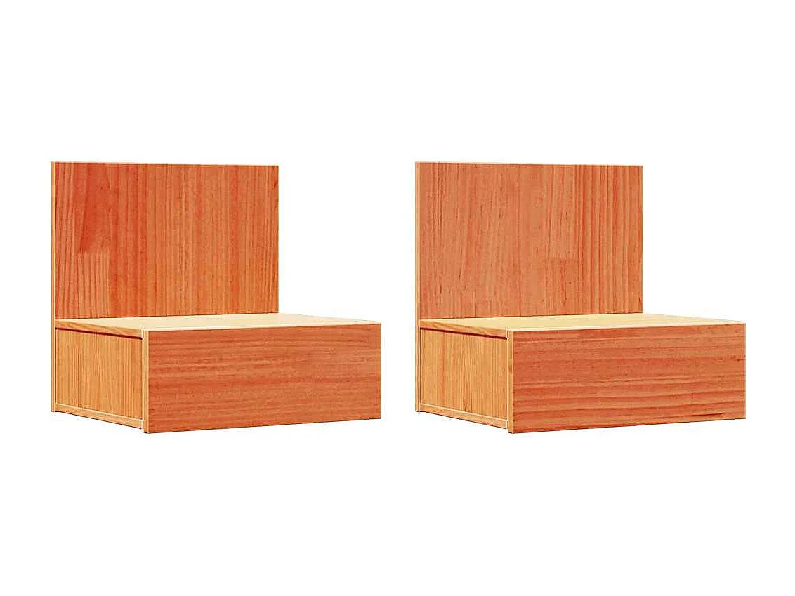 Mesa de Noche | Mesa auxiliar con cajón 2 uds. Marrón cera 42x32.5x40 cm