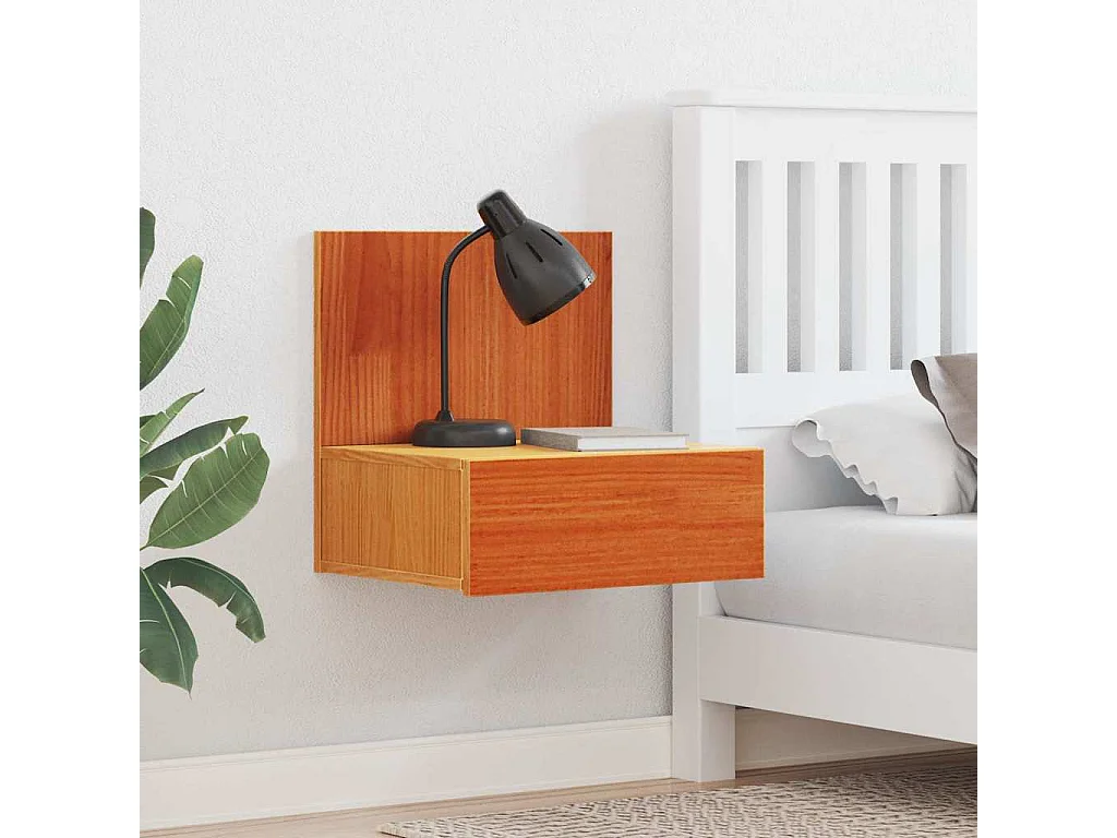 Mesa de Noche | Mesa auxiliar con cajón 2 uds. Marrón cera 42x32.5x40 cm