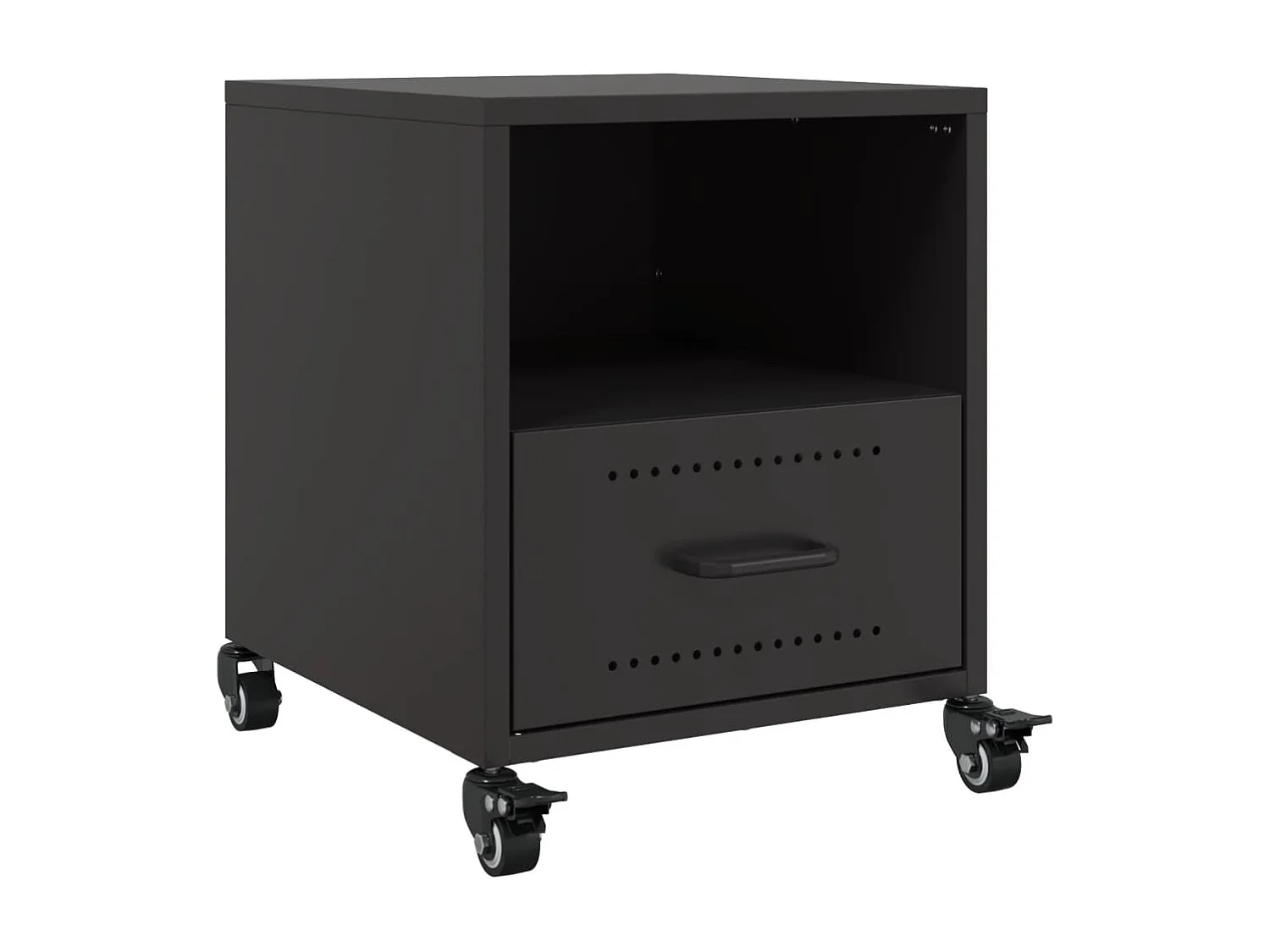 Nachttisch 2er Set-Beistelltisch-Nachttischkommode Schwarz 36x39x43,5 cm Stahl SHL18261