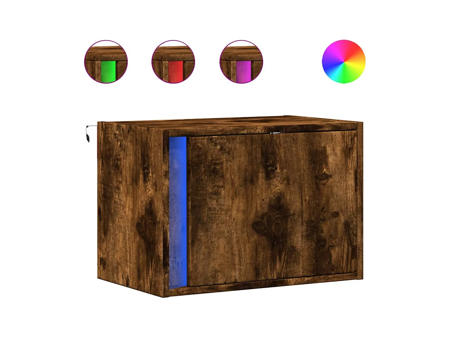 Mesitas de noche | Mesilla de noche de pared con luces LED 2 uds roble ahumado