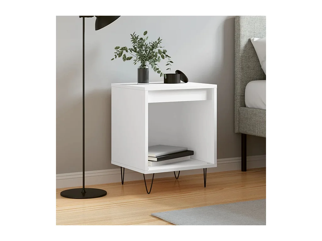 Table de chevet-Table d'appoint-Table de nuit Blanc 40x35x50 cm Bois d’ingénierie