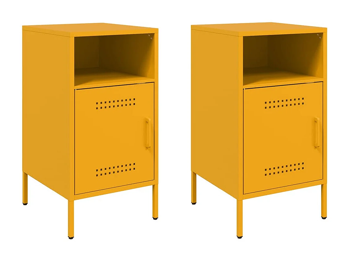 Nachttisch 2er Set-Beistelltisch-Nachttischkommode Senfgelb 36x39x68 cm Stahl SHL43122