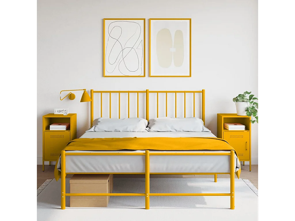 Nachttisch 2er Set-Beistelltisch-Nachttischkommode Senfgelb 36x39x68 cm Stahl SHL43122