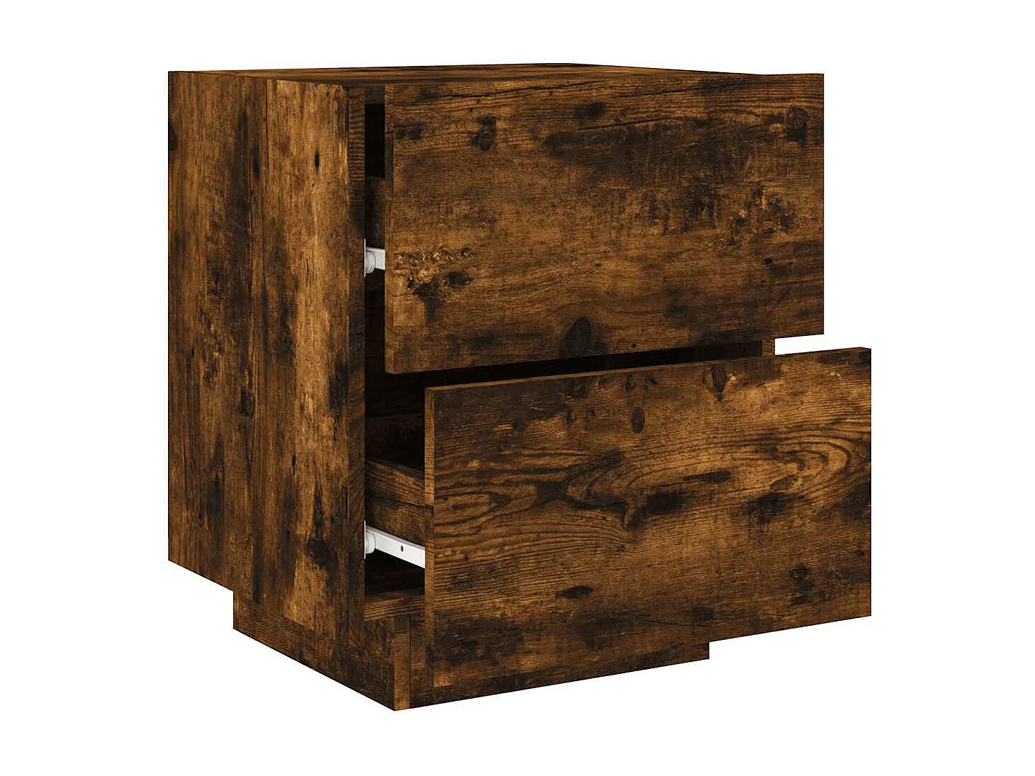 Nachttische mit LED-Leuchten 2er Set | Beistelltisch Räuchereiche Holzwerkstoff SHL61138