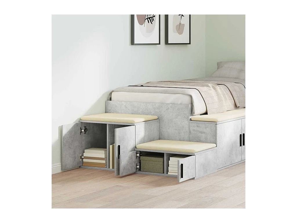 Table de chevet-Table d'appoint-Table de nuit Gris béton 108x41x40 cm