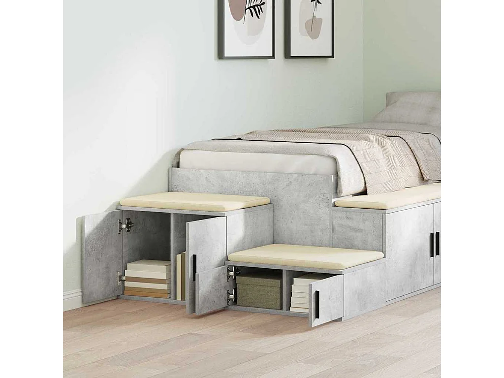 Table de chevet-Table d'appoint-Table de nuit Gris béton 108x41x40 cm