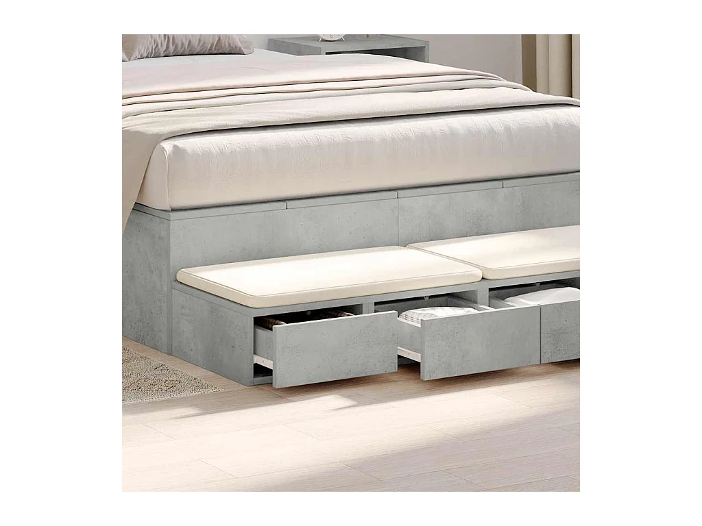 Cajones de cama con cajón Gris hormigón 120x36.5x16.5 cm