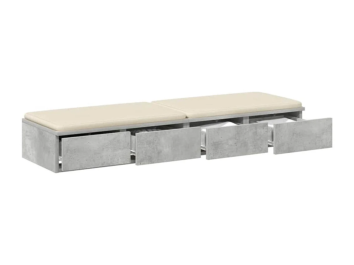 Tiroirs de lit avec tiroir Gris béton 120x36.5x16.5 cm