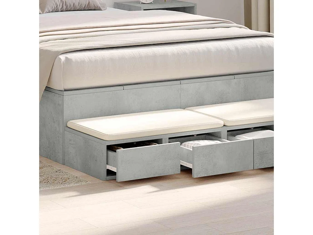 Tiroirs de lit avec tiroir Gris béton 120x36.5x16.5 cm