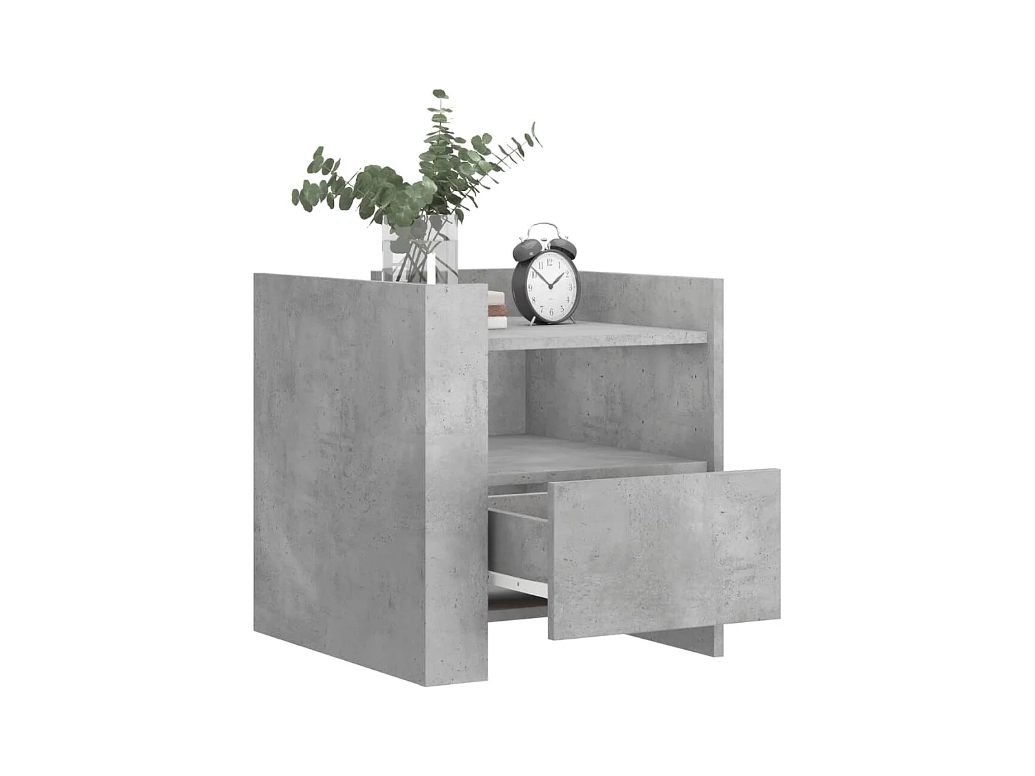 Table de chevet-Table d'appoint Compartiments ouverts gris béton 45x50x50 cm bois d’ingénierie