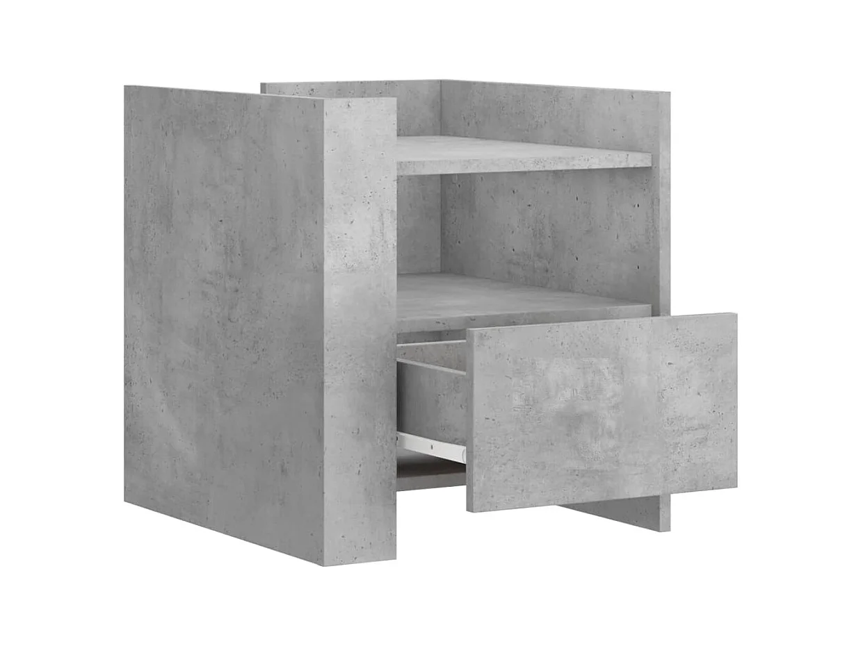 Table de chevet-Table d'appoint Compartiments ouverts gris béton 45x50x50 cm bois d’ingénierie