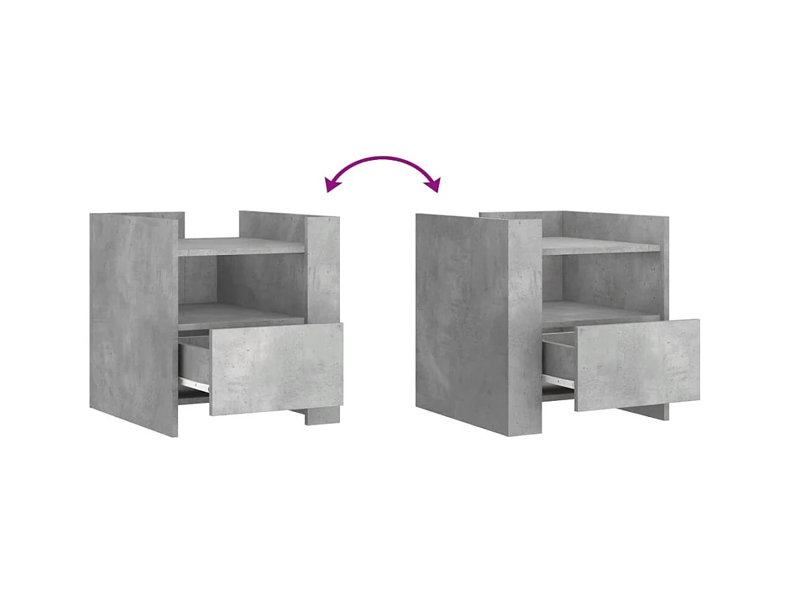Table de chevet-Table d'appoint Compartiments ouverts gris béton 45x50x50 cm bois d’ingénierie