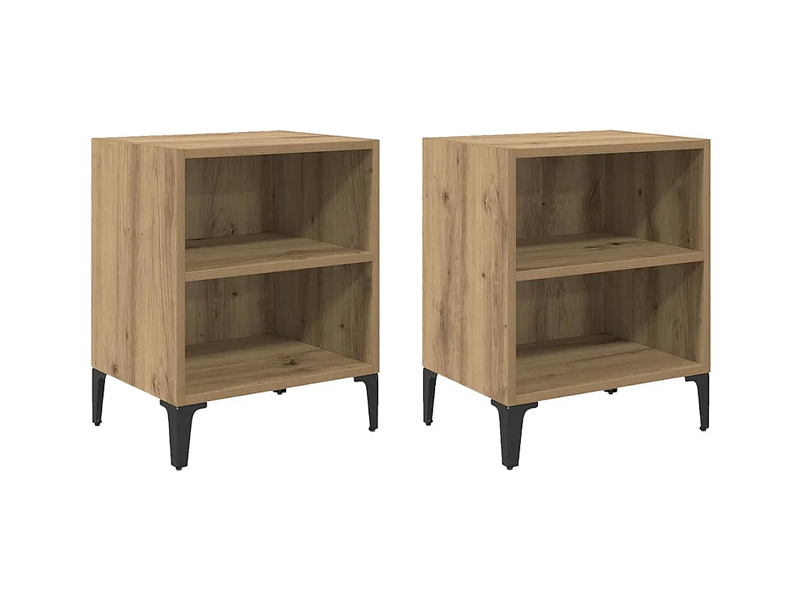 Mesita de Noche | Mesa auxiliar | Armario de Noche 2 uds. Roble artisan 40x30x50 cm
