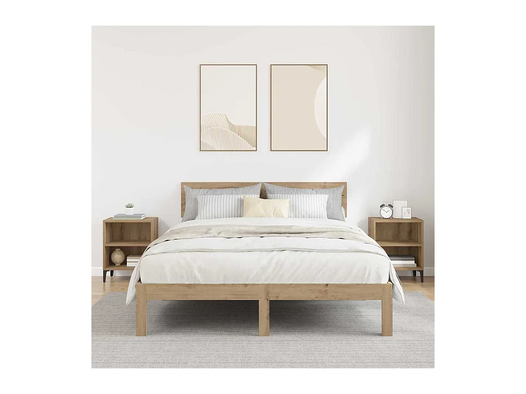 Mesita de Noche | Mesa auxiliar | Armario de Noche 2 uds. Roble artisan 40x30x50 cm