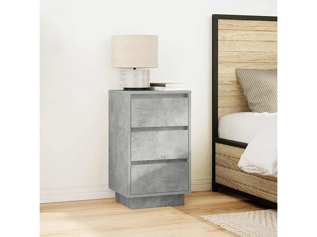 Table de chevet Étroite-Table d'appoint avec Éclairage LED gris béton 38x34x65 cm