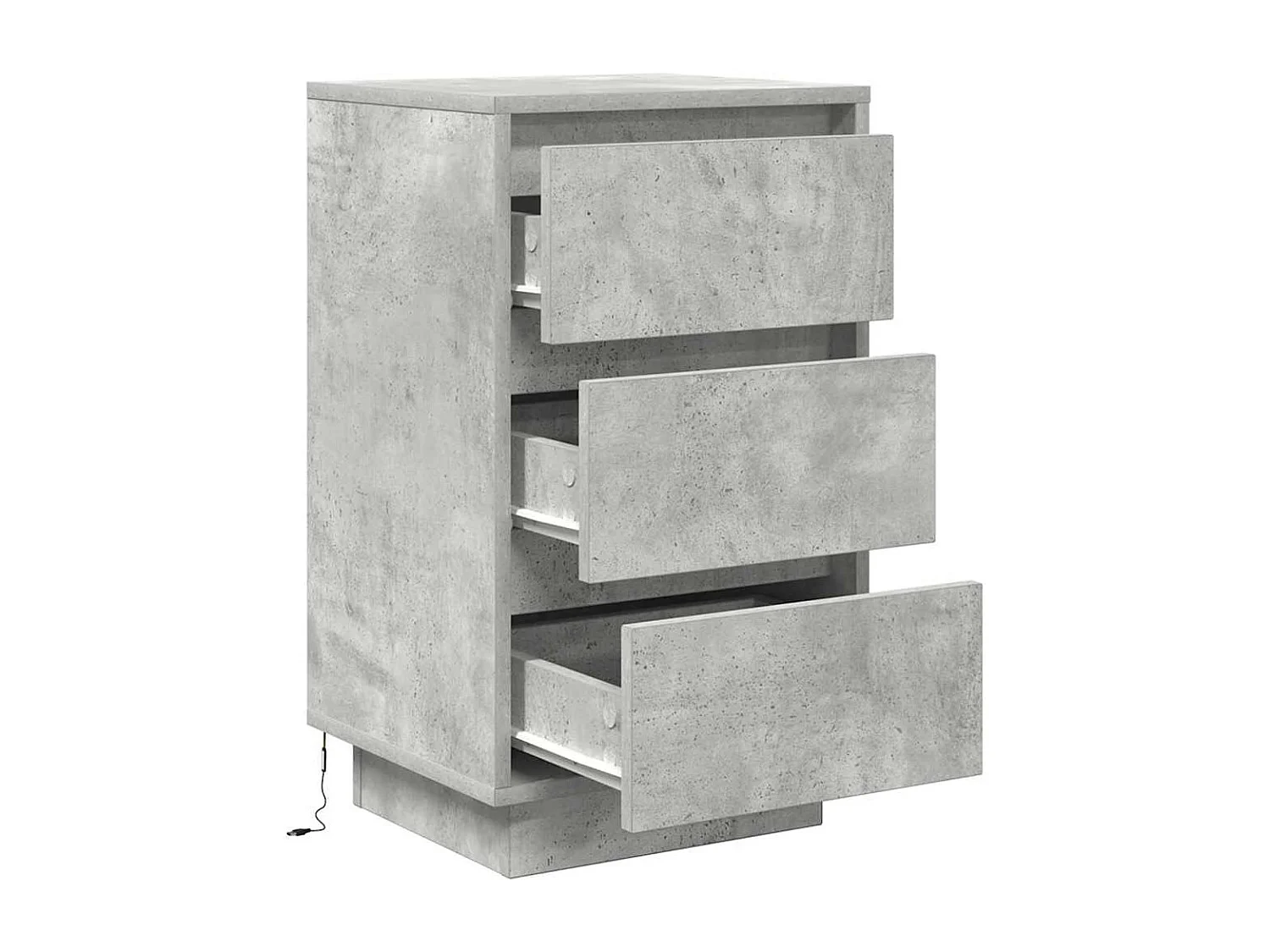 Table de chevet Étroite-Table d'appoint avec Éclairage LED gris béton 38x34x65 cm