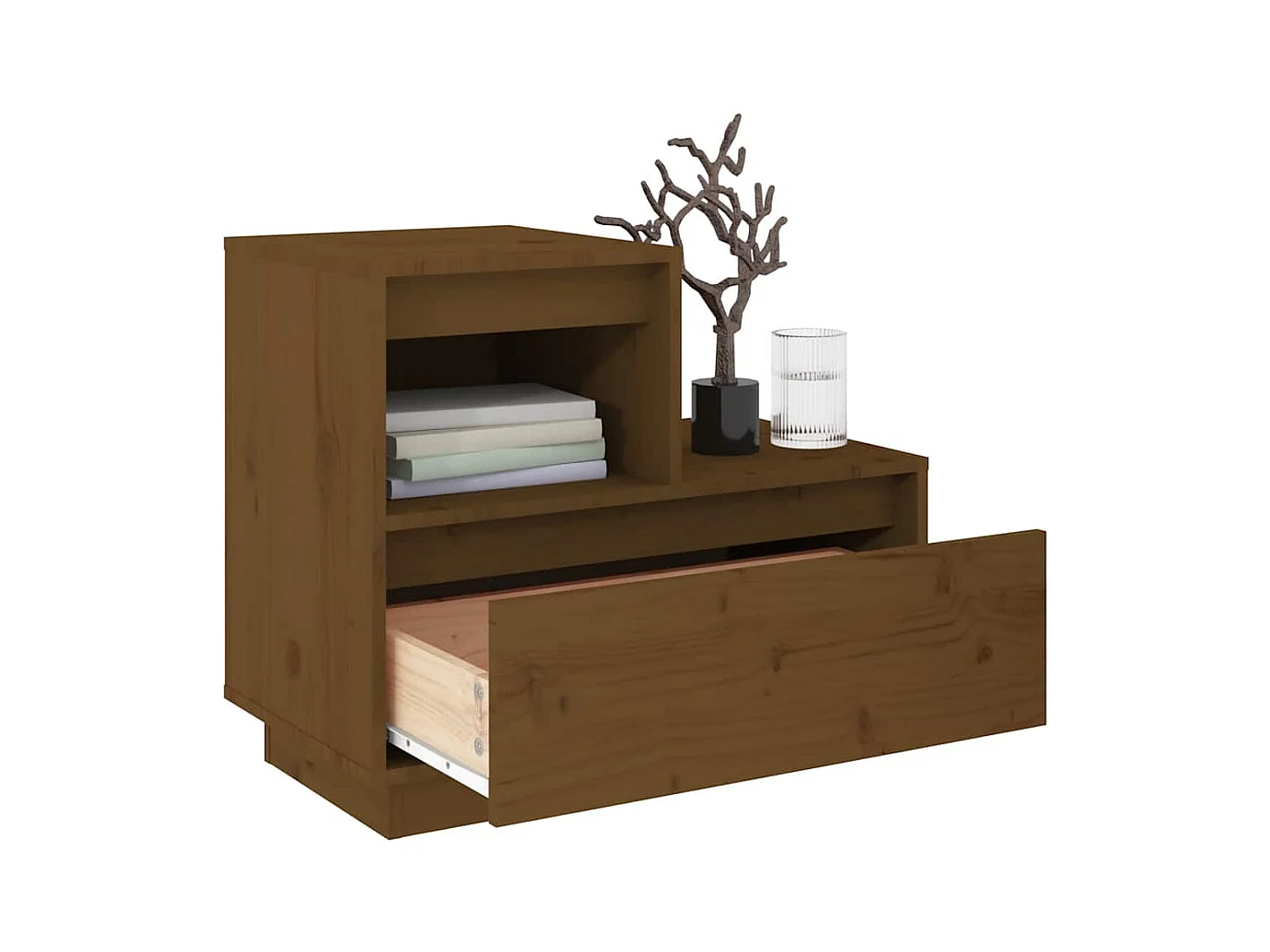 Mesitas de noche | Mesilla de noche 2 uds madera de pino marrón miel 60x34x51 cm